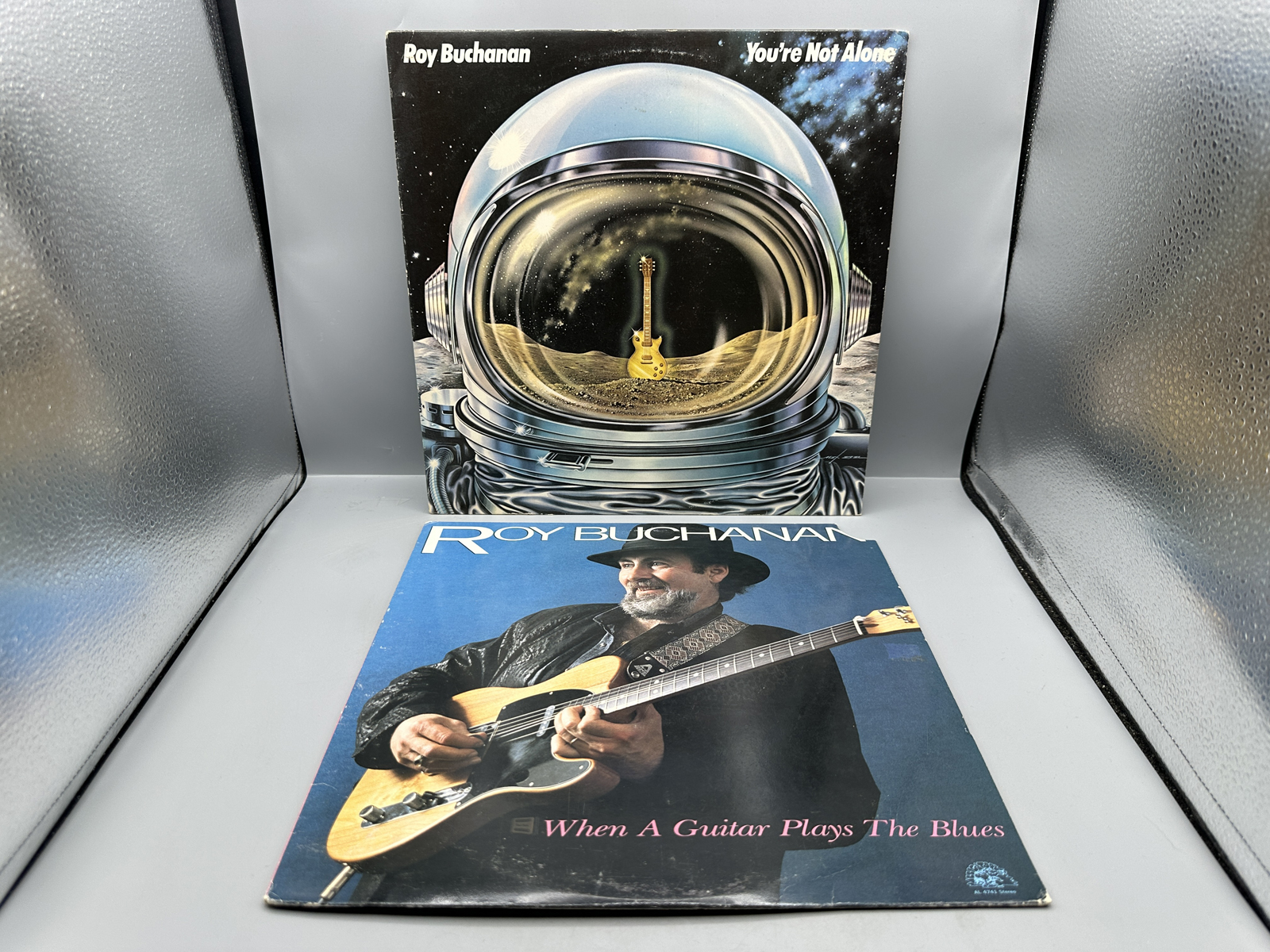 Roy Buchanan (2 LP Lot): You're Not Alone (1978); and When A Guitar Plays The Blues (1985), promo-cut cover corner