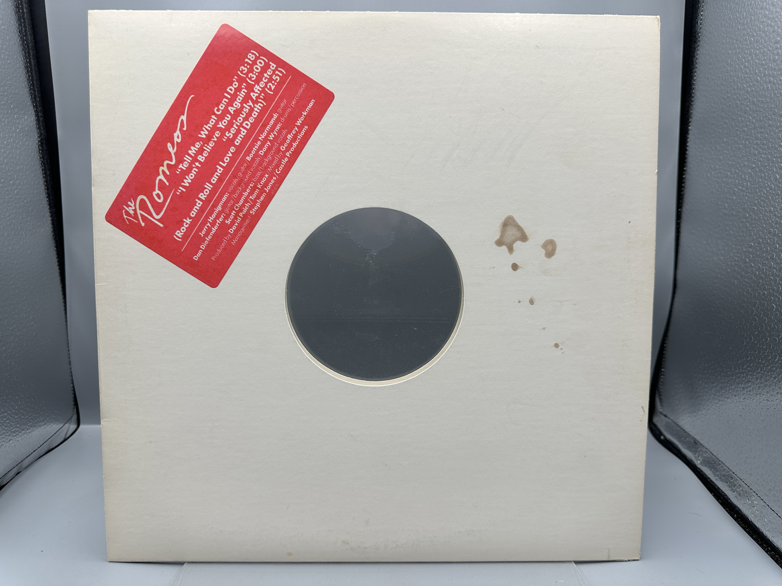 1980 CBS Records The Romeos Rock And Roll And Love And Death Promotional 12 Inch Vinyl Single