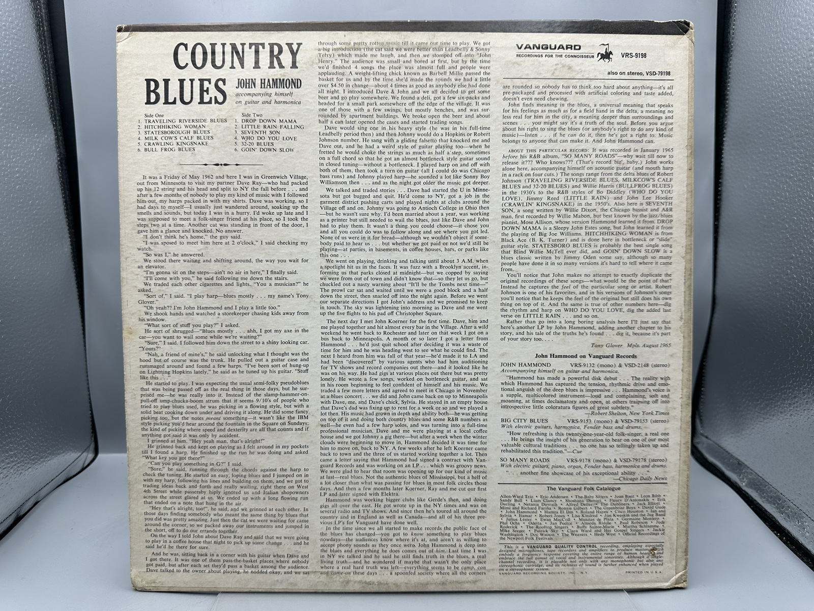 John Hammond: Country Blues (1965), Mono pressing, promo hole in cover