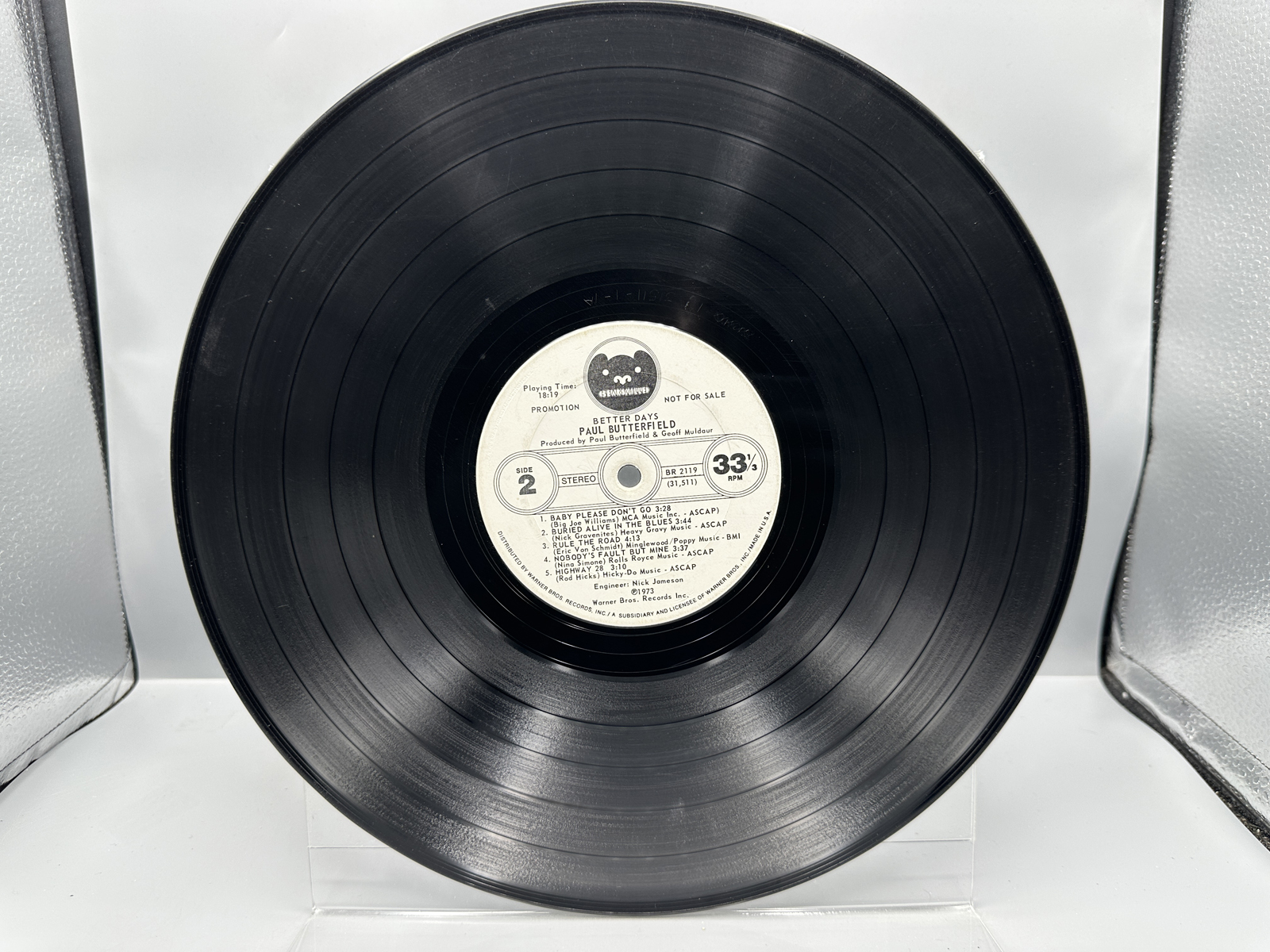 1973 Bearsville Records Paul Butterfield Better Days Promotional Vinyl Album - BR 2119