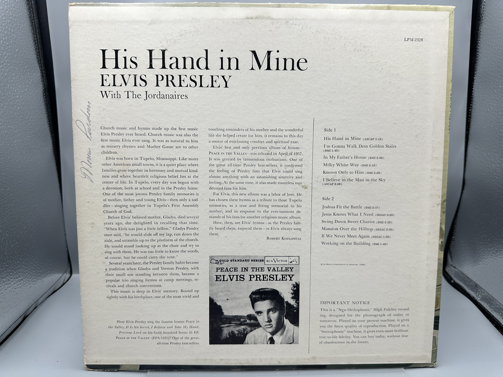 1964 RCA Victor Elvis Presley His Hand In Mine Reissue Vinyl Album - LPM-2328