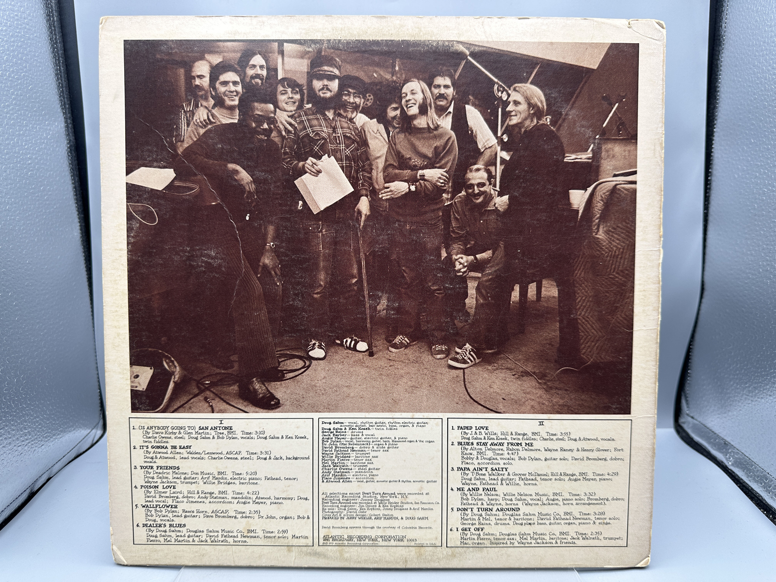 Doug Sahm and Band: Self-titled (1973), promo-notch in cover. Band members include Bob Dylan and Dr. John.