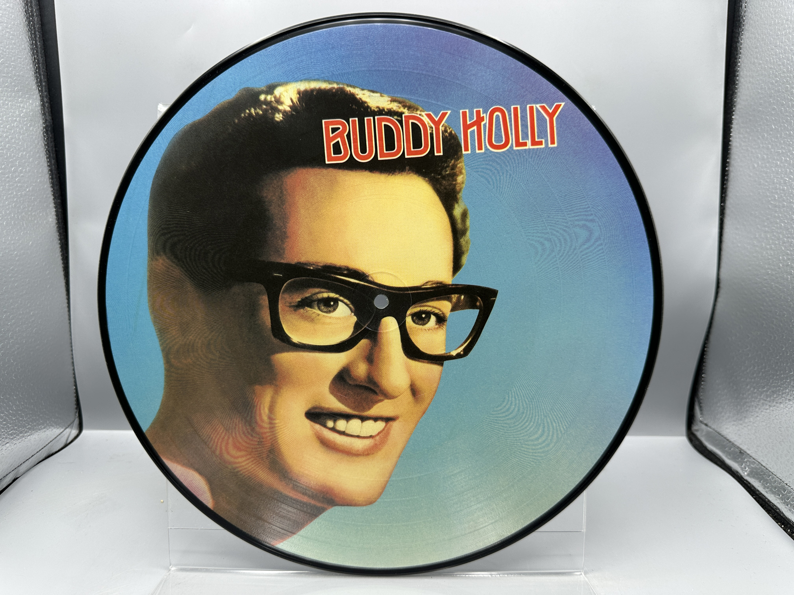 Buddy Holly: Self-titled Picture Disc (1982), Denmark pressing, in clear polyvinyl envelope sleeve