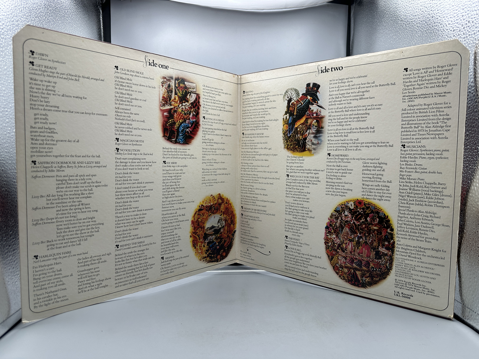 Roger Glover and Guests: The Butterfly Ball And The Grasshopper's Feast (1975), gatefold. Band features former Deep Purple members Roger Glo