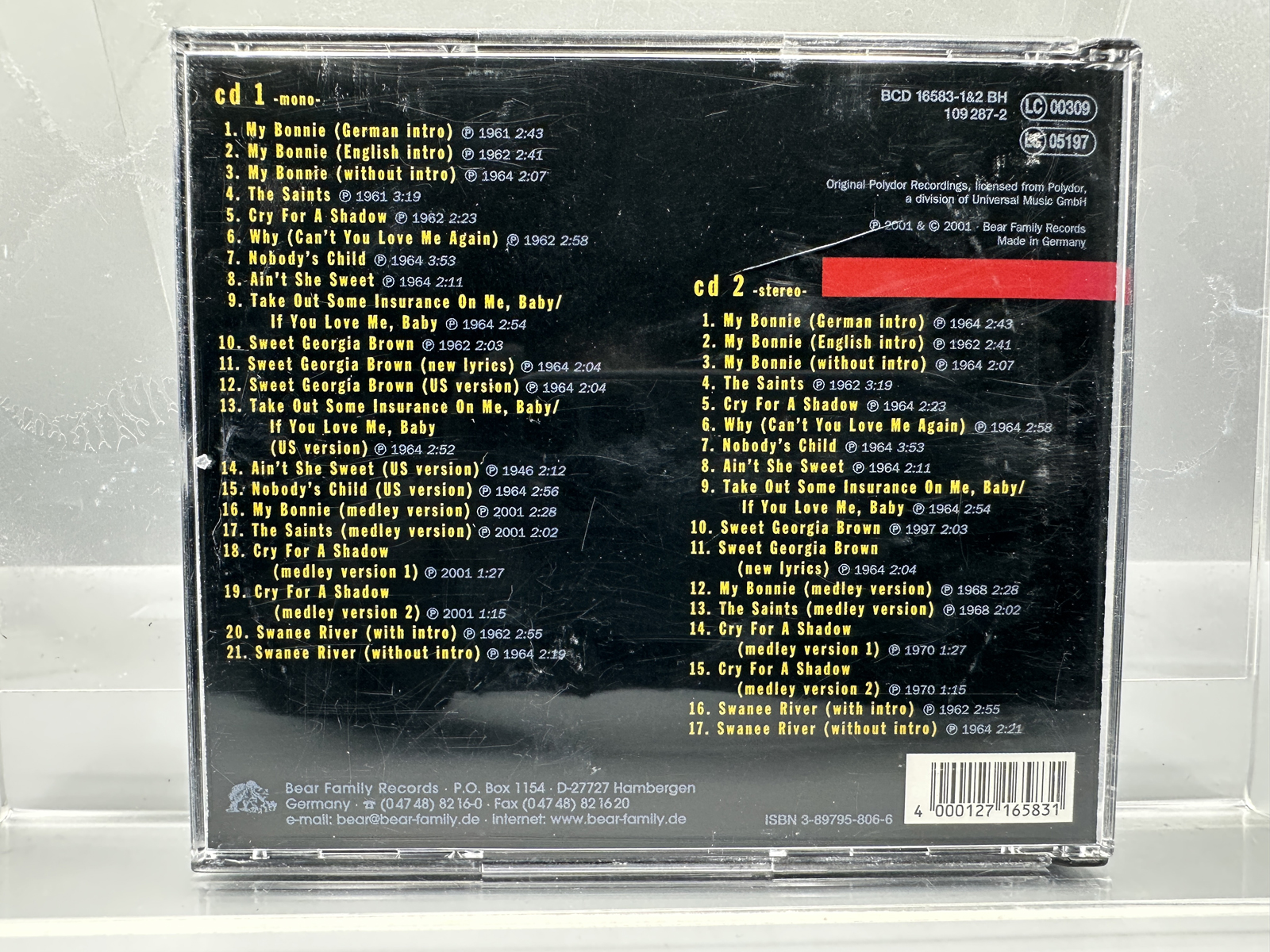 The Beatles with Tony Sheridan: Beatles Bop - Hamburg Days (2001), 2 CD Fatbox Set (NOT vinyl LP), Bear Family Records, CD1 - Mono/CD2 - Ste