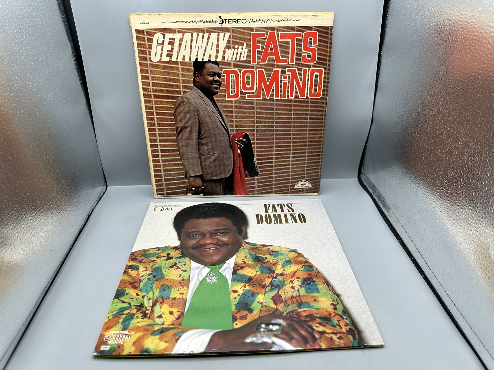 Fats Domino (2 LP Lot): Getaway With Fats Domino (1965); and Fats Domino Gold Collection (unknown press date), German pressing, gatefold, 2