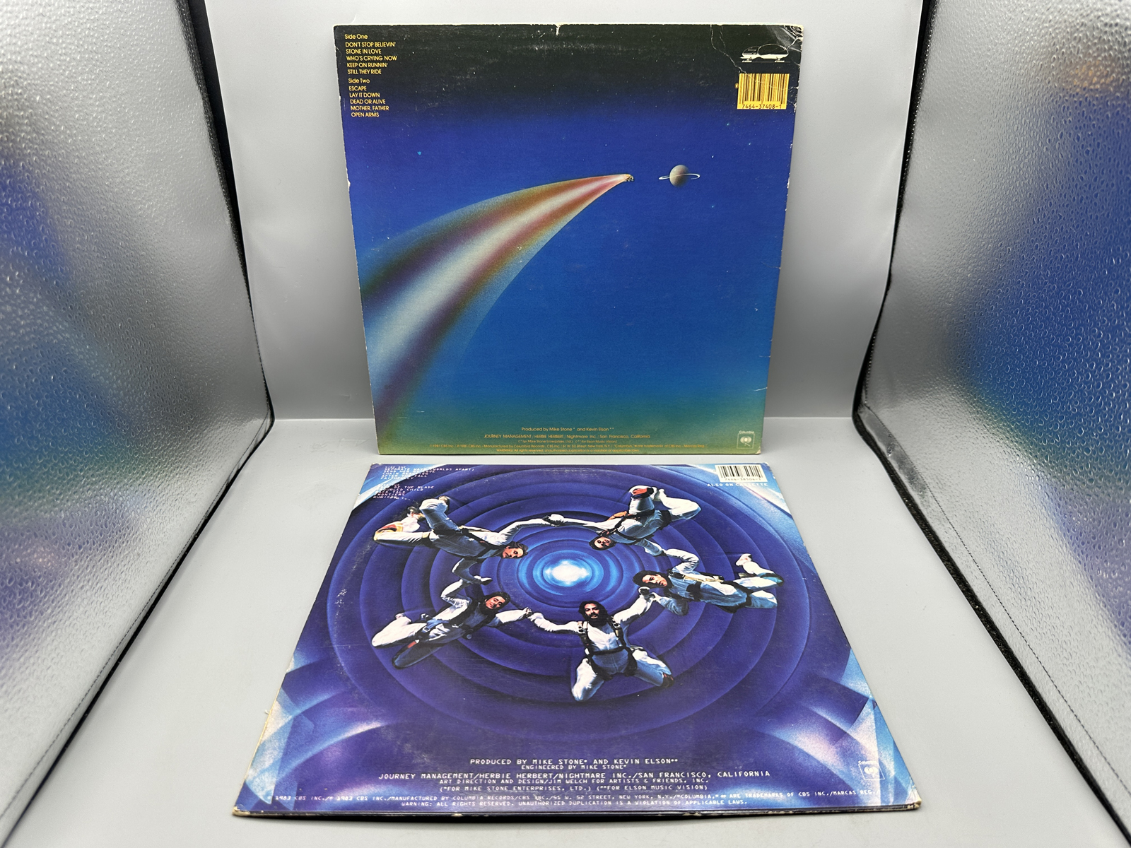 Journey (2 LP Lot): Escape (1981), embossed cover; and Frontiers (1983)