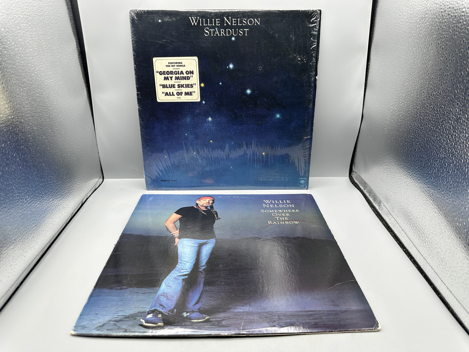 Willie Nelson (2 LP Lot): Stardust (1978), in original shrinkwrap with hype sticker; and Somewhere Over The Rainbow (1981)