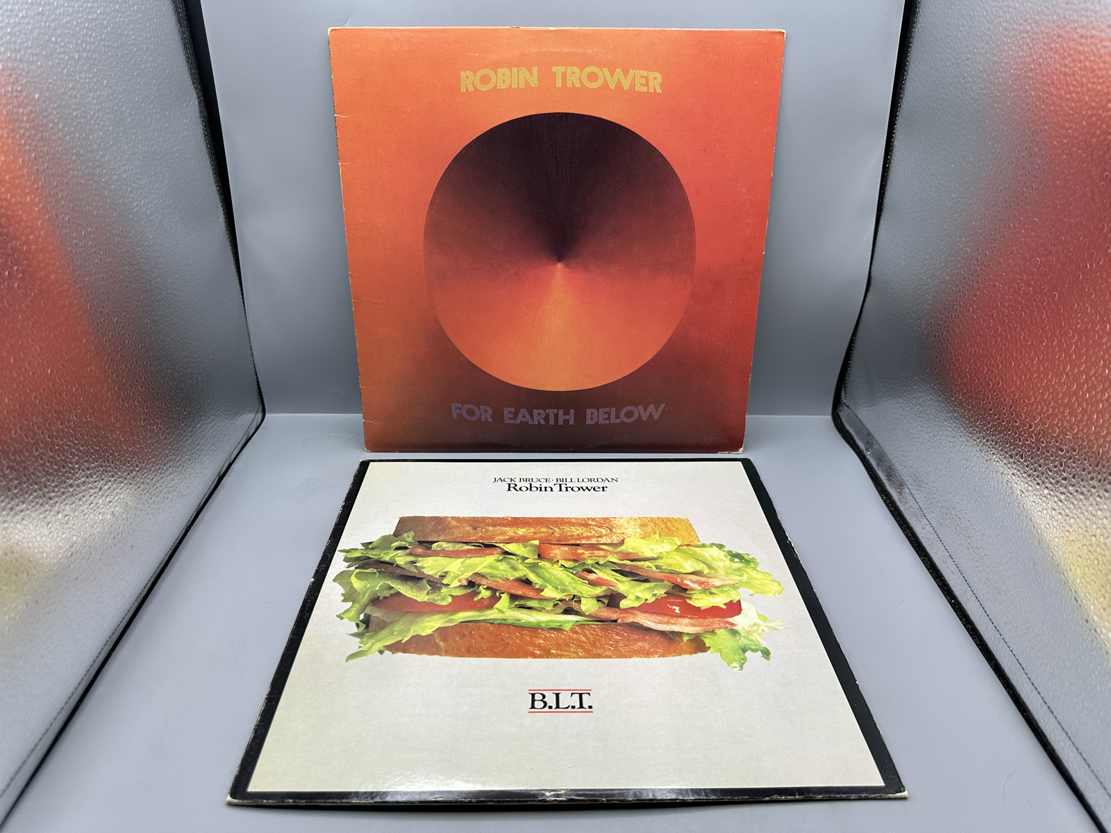 Robin Trower (2 LP Lot): For Earth Below (1975); and B.L.T. - Jack Bruce/Bill Lordan/Robin Trower (1981)