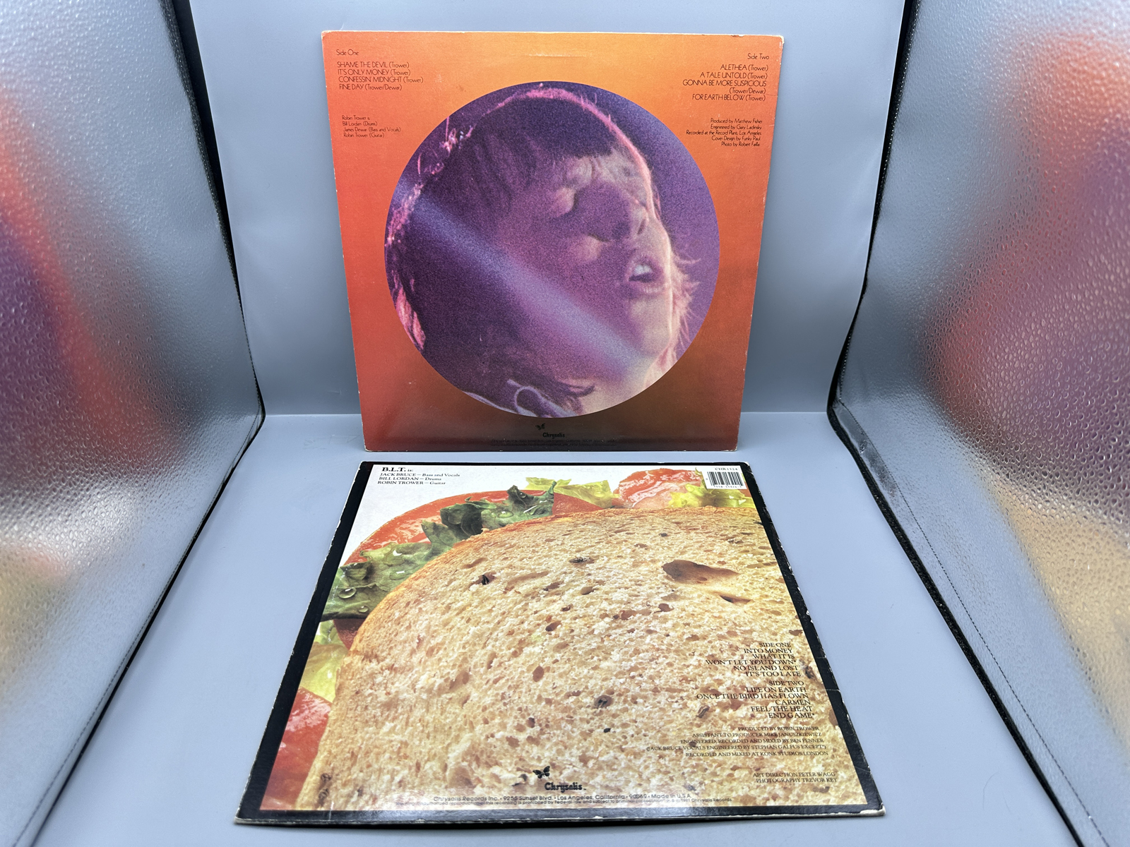 Robin Trower (2 LP Lot): For Earth Below (1975); and B.L.T. - Jack Bruce/Bill Lordan/Robin Trower (1981)