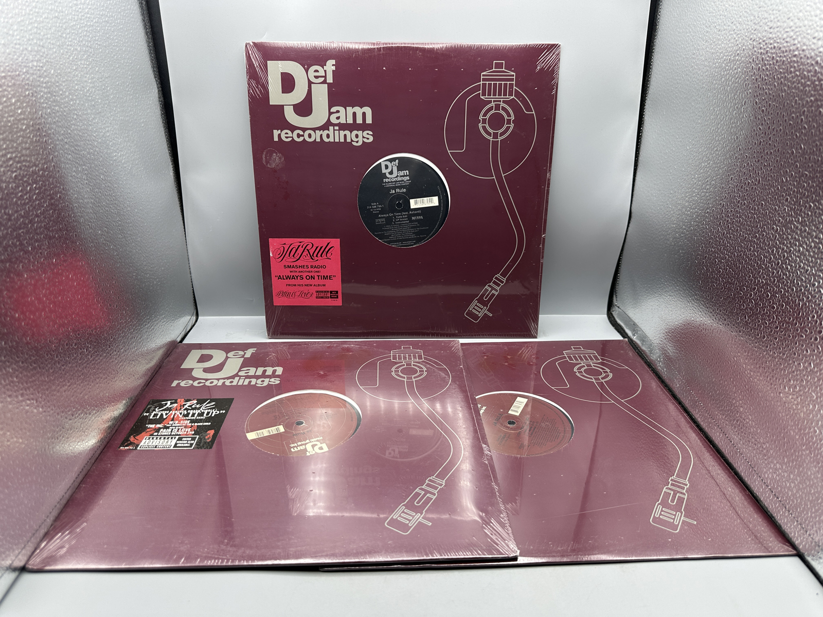 SEALED - Ja Rule (3 Record Lot): Always On Time (2001); Livin' It Up (2001); and I Cry (2001). All are SEALED, 12-inch 33 1/3 rpm singles.