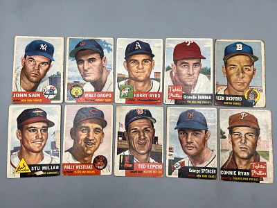 Lot of (10) 1953 Topps Baseball Cards - Varying Conditions