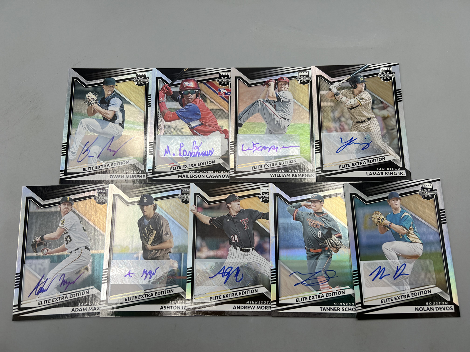 (9) 2022 Panini Elite Extra Edition Baseball Pack Pulled Autos - RCs/Prospects