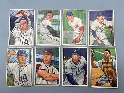 (8) 1952 Bowman Baseball Cards - Varying Conditions
