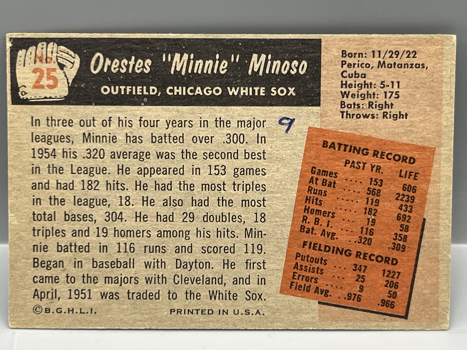 1955 Bowman Minnie Minoso #25