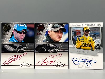 (3) Nascar Racing Pack Pulled Serial Numbered Auto Cards - Michael McDowell, Brian Scott, Aric 