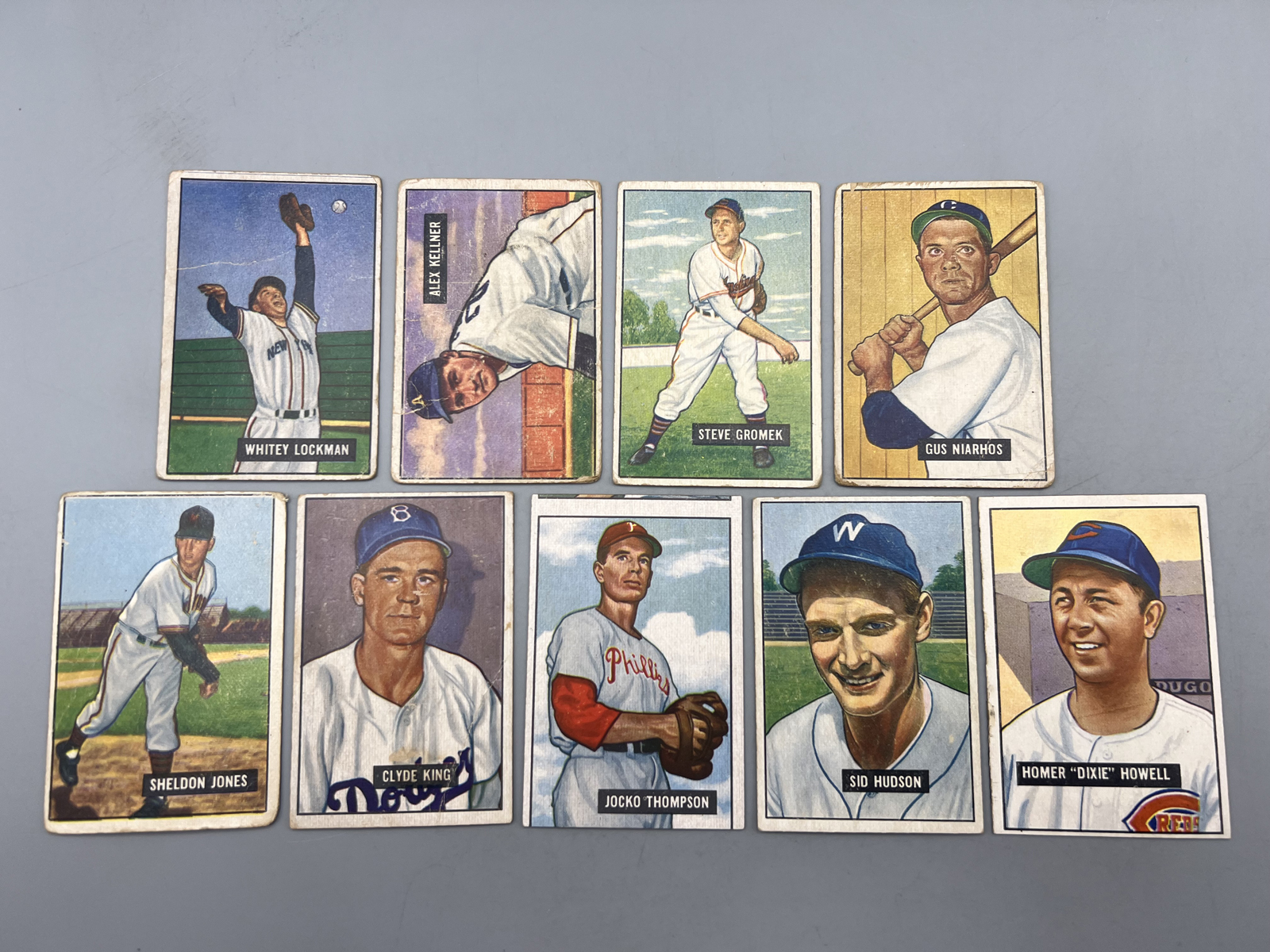 (9) 1951 Bowman Baseball Cards - Varying Conditions