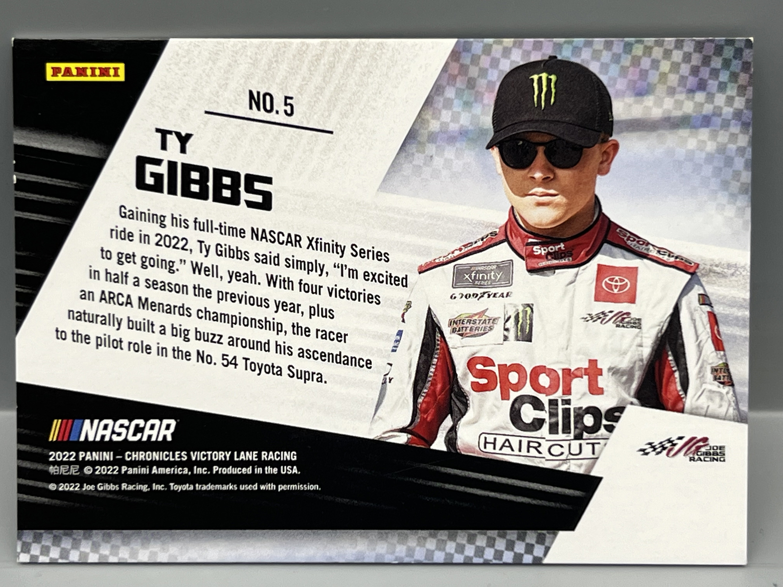2022 Panini Chronicles Victory Lane Ty Gibbs Pedal To The Medal In Person Auto #/10 - No COA