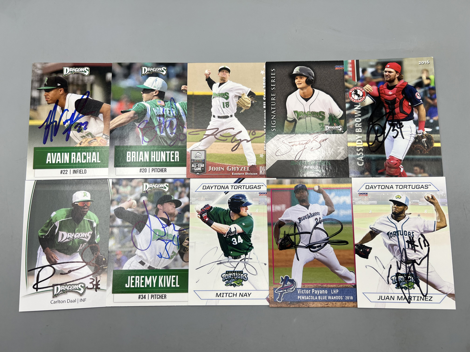 (10) Minor League Baseball In Person Auto Cards - No COAs
