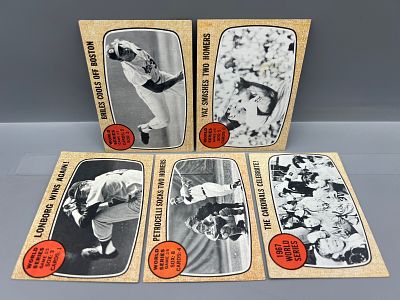 (5) 1968 Topps Baseball World Series Cards - Varying Conditions -Carl Yastrzemski
