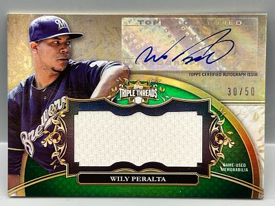 2013 Topps Triple Threads Wily Peralta Emerald Game Used Patch Auto #/50