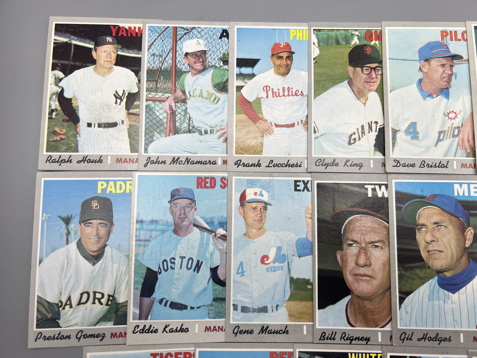 (20) 1970 Topps Baseball Managers Cards W/ Hall of Famers - Varying Conditions