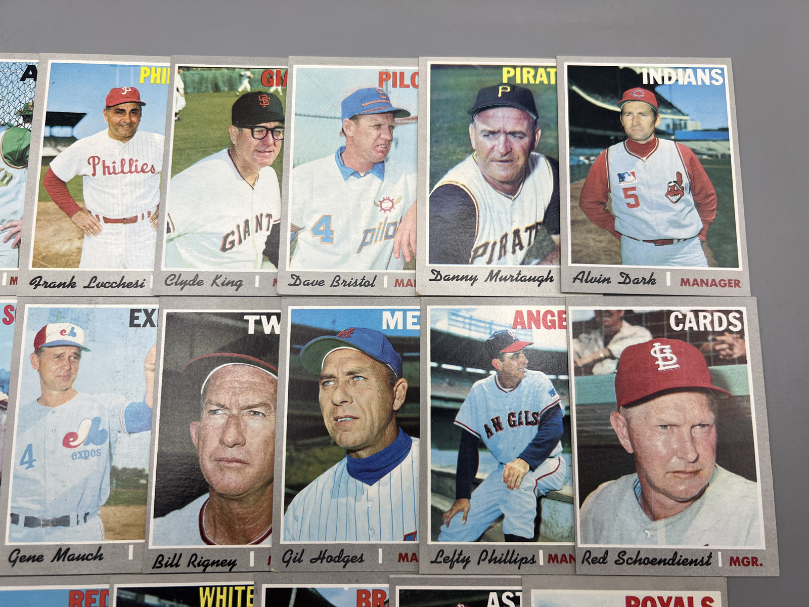 (20) 1970 Topps Baseball Managers Cards W/ Hall of Famers - Varying Conditions