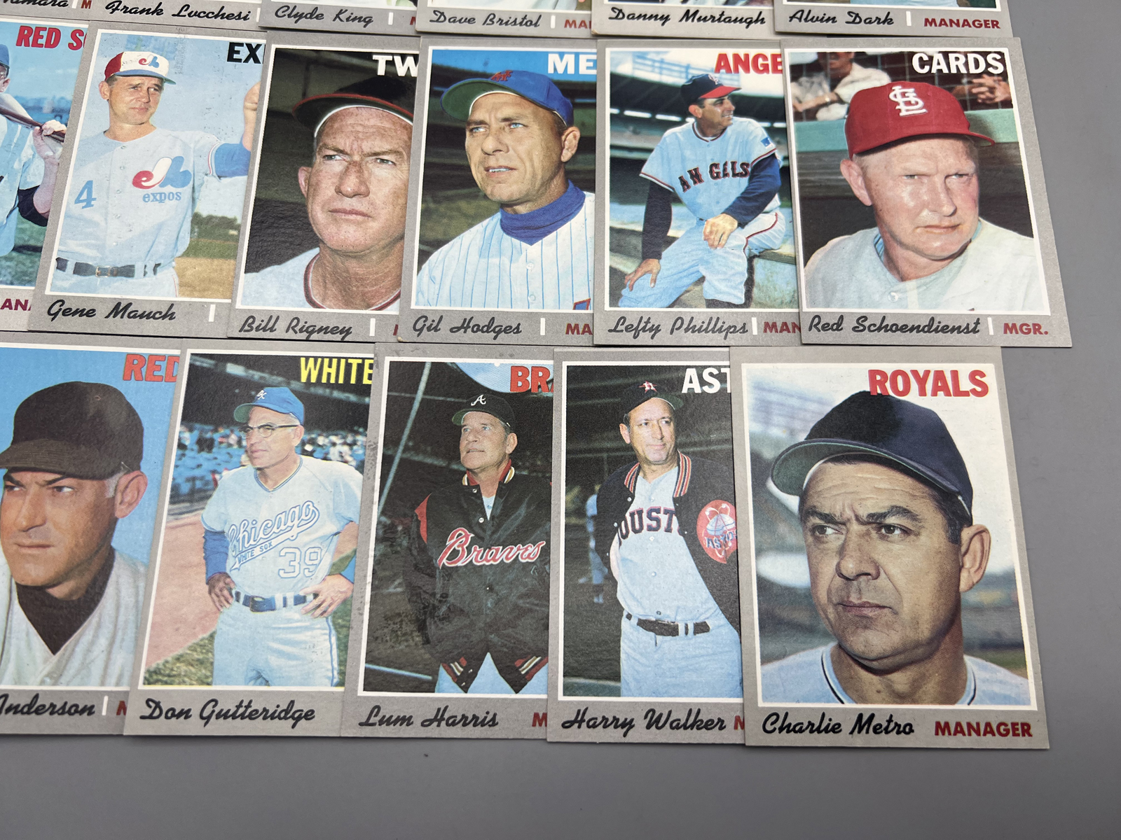 (20) 1970 Topps Baseball Managers Cards W/ Hall of Famers - Varying Conditions