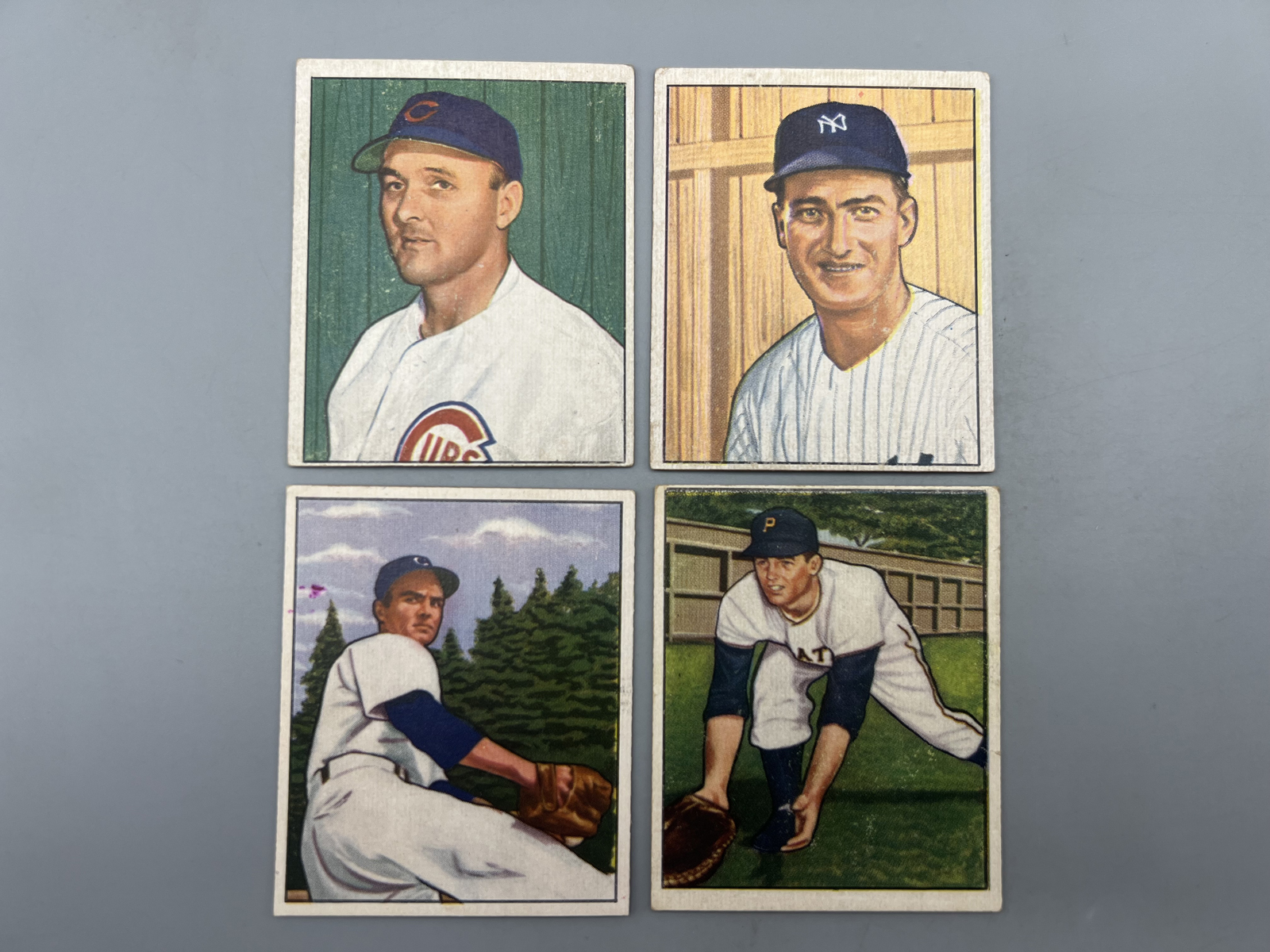 (4) 1950 Bowman Baseball Cards - Varying Conditions