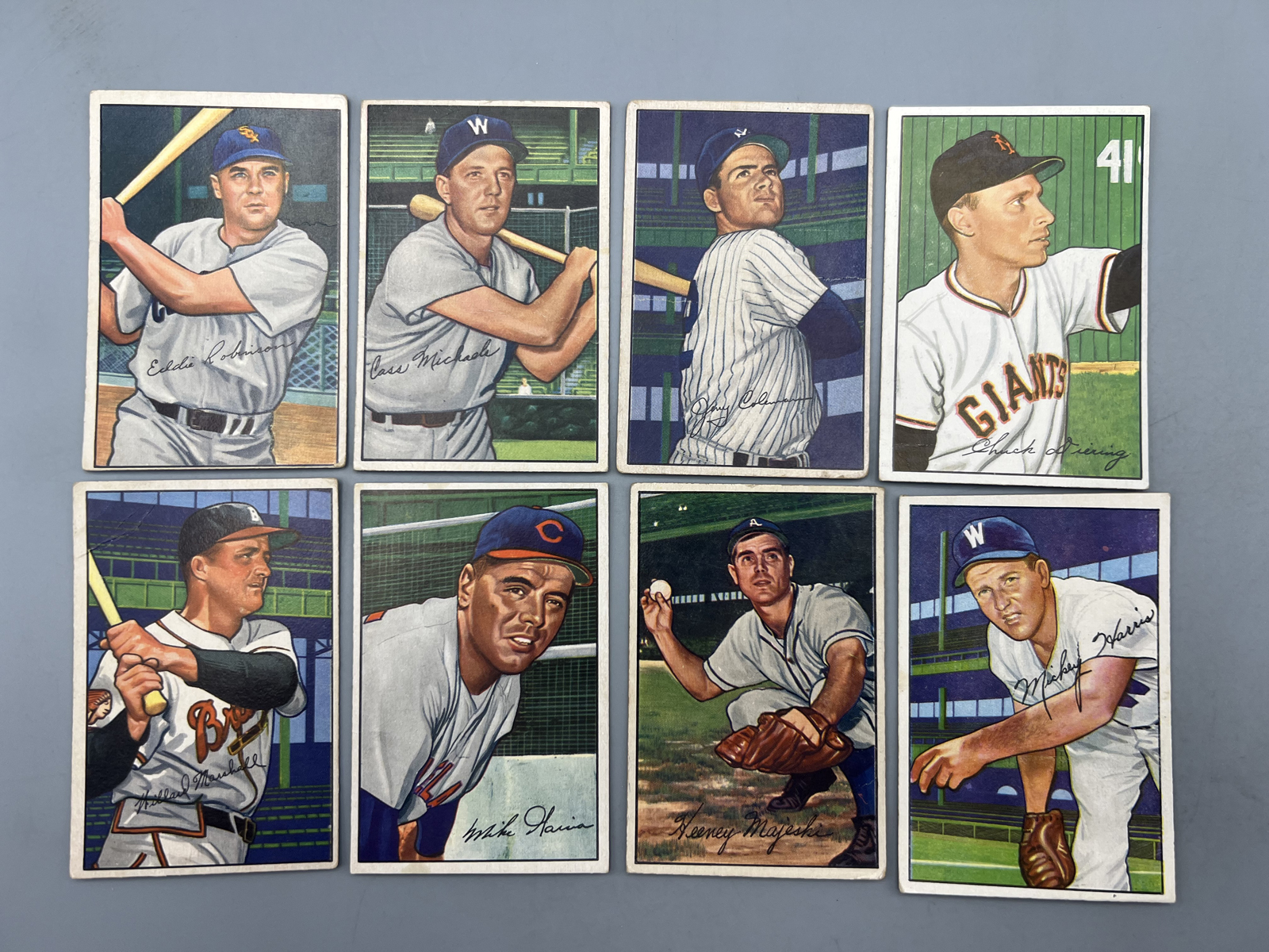 (8) 1952 Bowman Baseball Cards - Varying Conditions