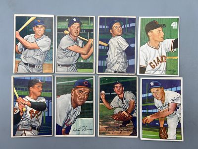 (8) 1952 Bowman Baseball Cards - Varying Conditions