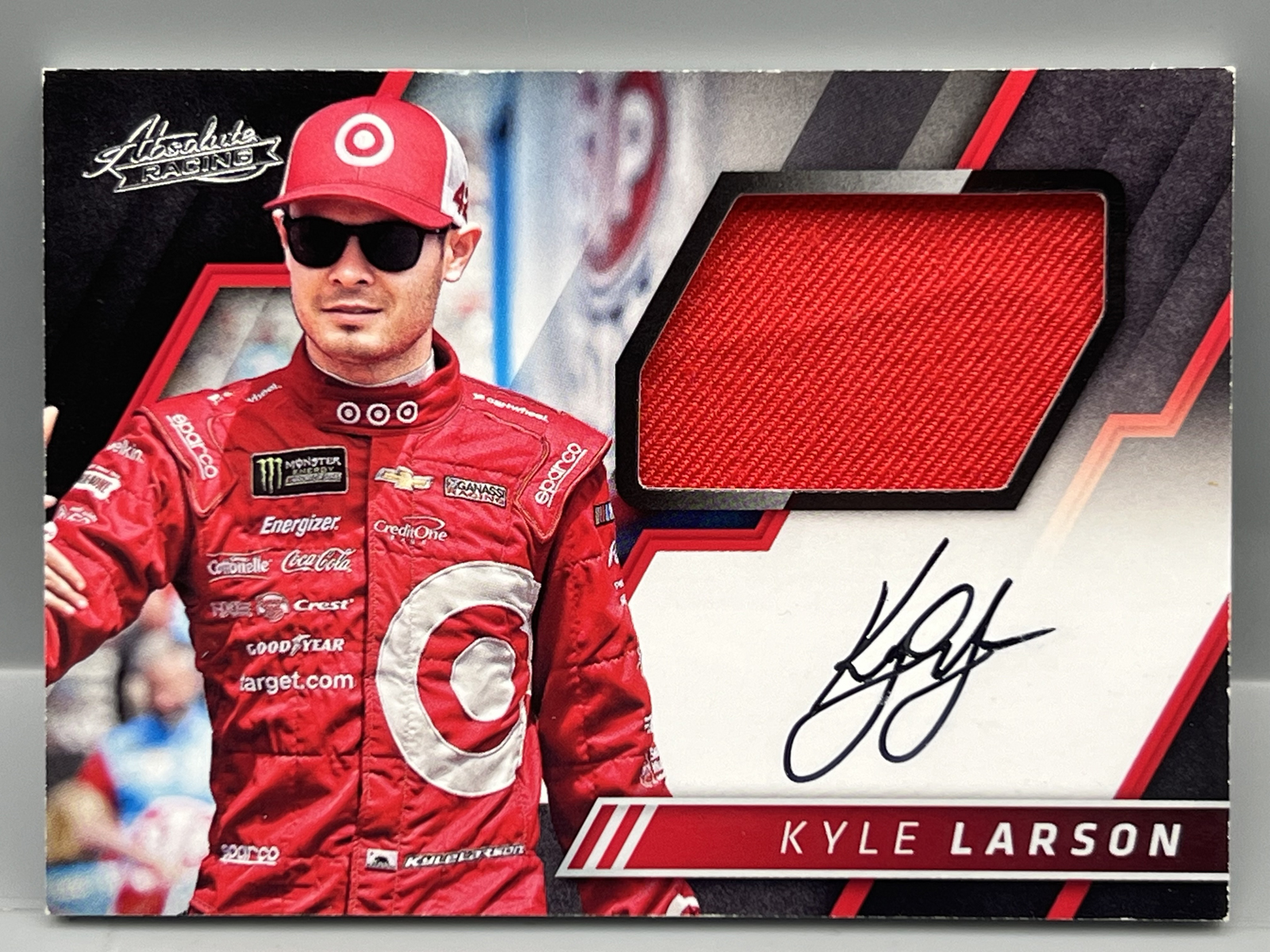 2017 Panini Absolute Racing Kyle Larson Driver Worn Patch Auto #AMS-KL