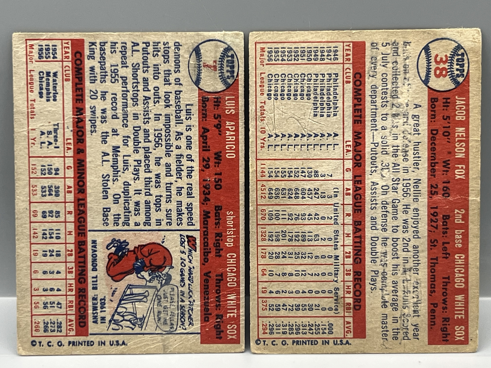 1957 Topps Luis Aparicio #7 & Nellie Fox #38