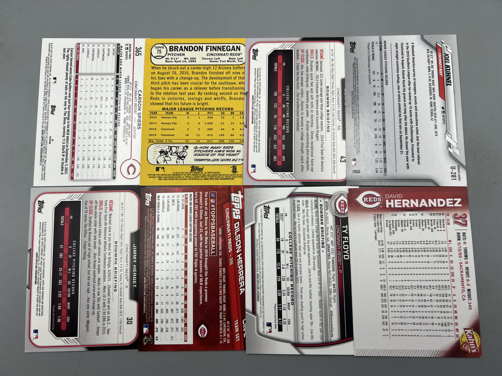 (8) Cincinnati Reds Baseball In Person Auto Cards - No COAs