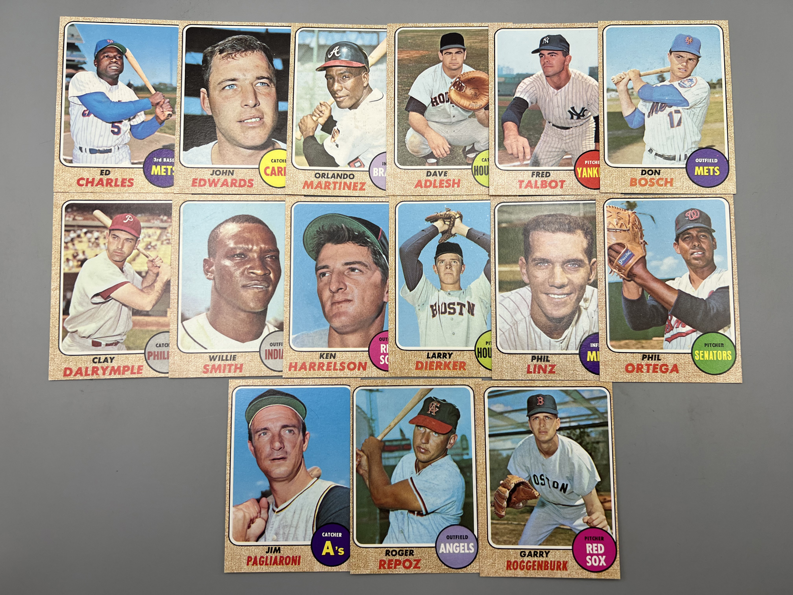 (15) 1968 Topps Baseball High Number Cards - Varying Conditions