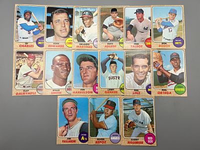 (15) 1968 Topps Baseball High Number Cards - Varying Conditions