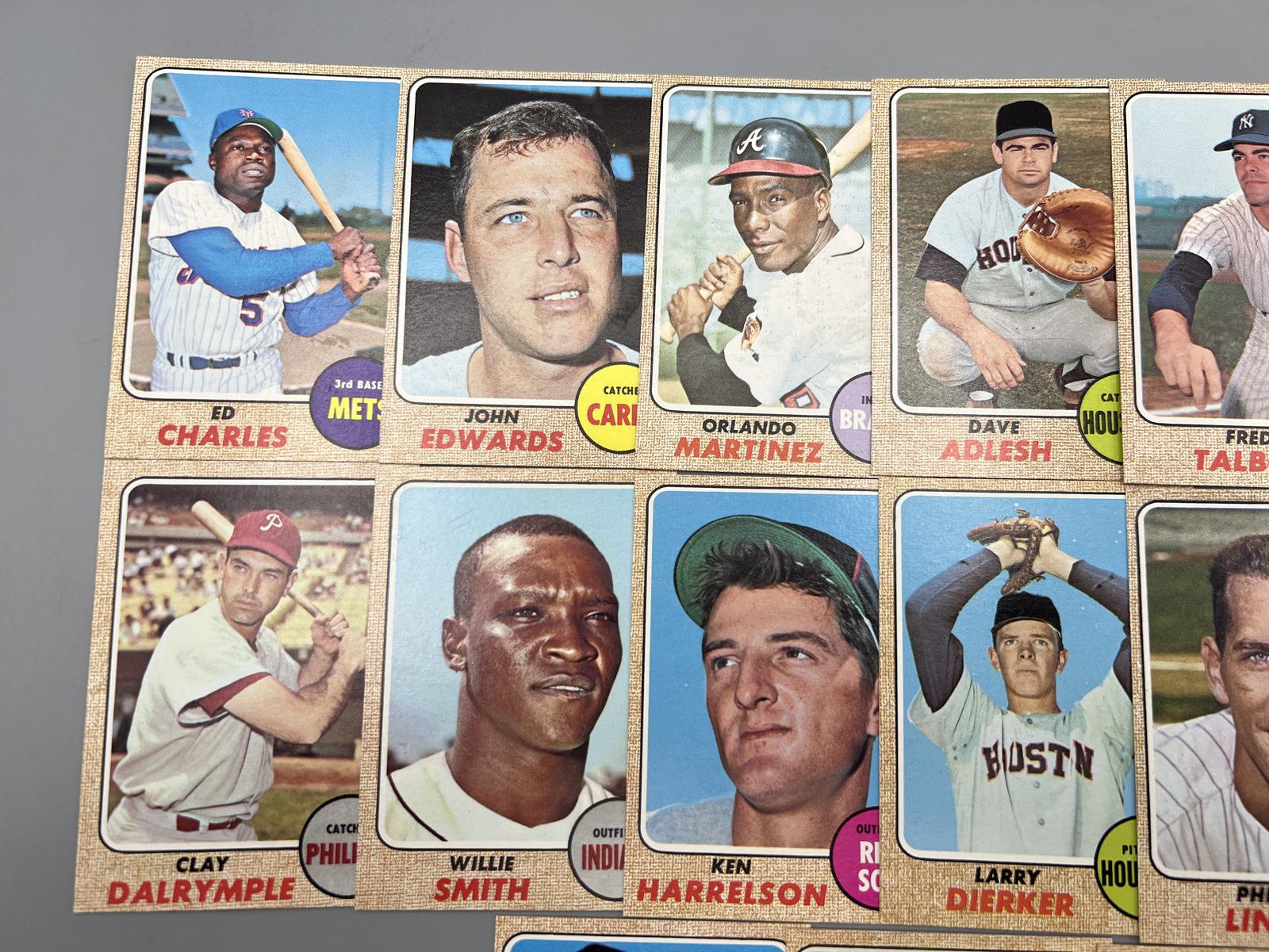 (15) 1968 Topps Baseball High Number Cards - Varying Conditions