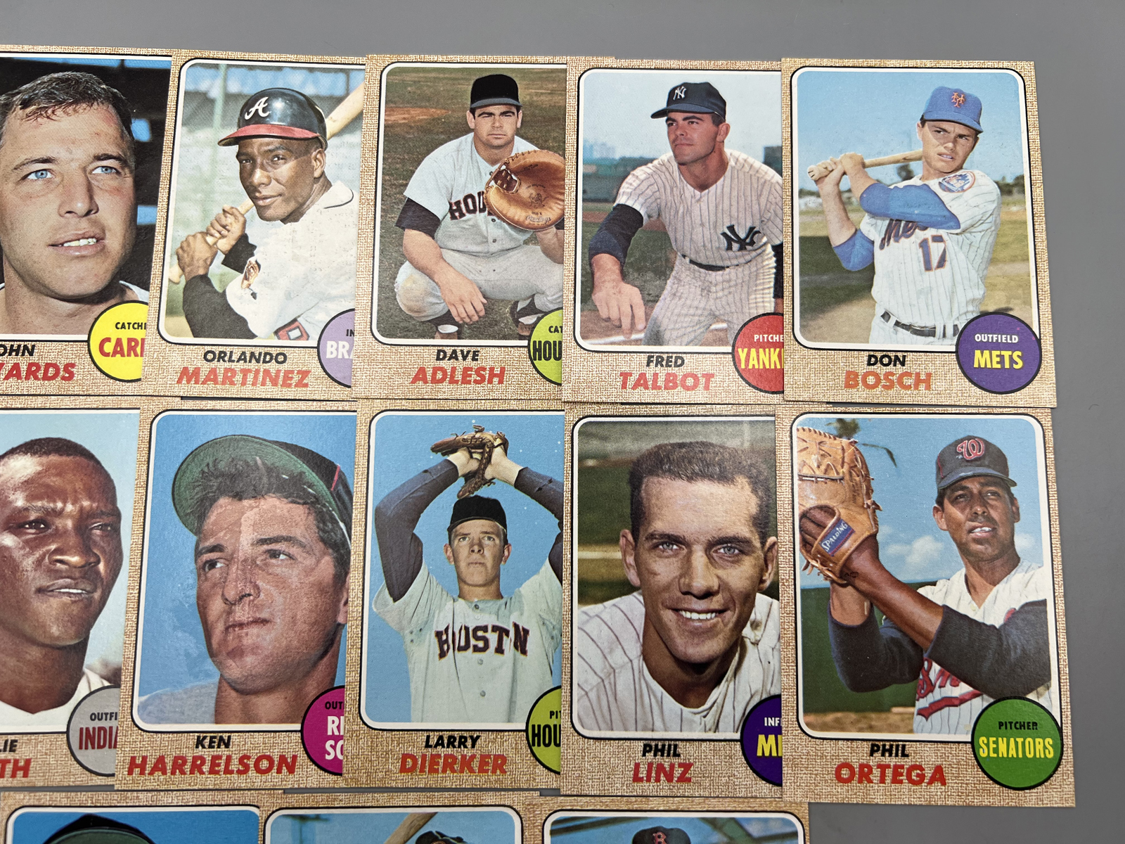 (15) 1968 Topps Baseball High Number Cards - Varying Conditions