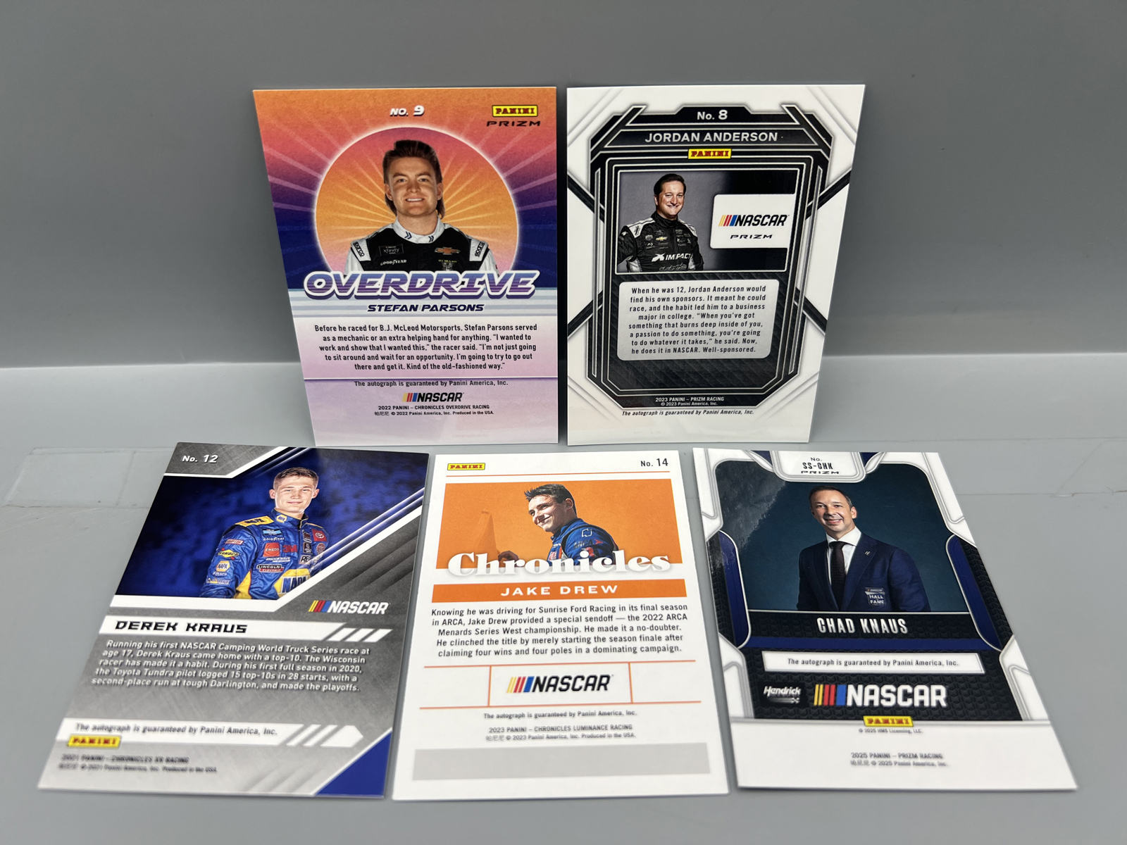 (5) Nascar Racing Pack Pulled Auto Cards