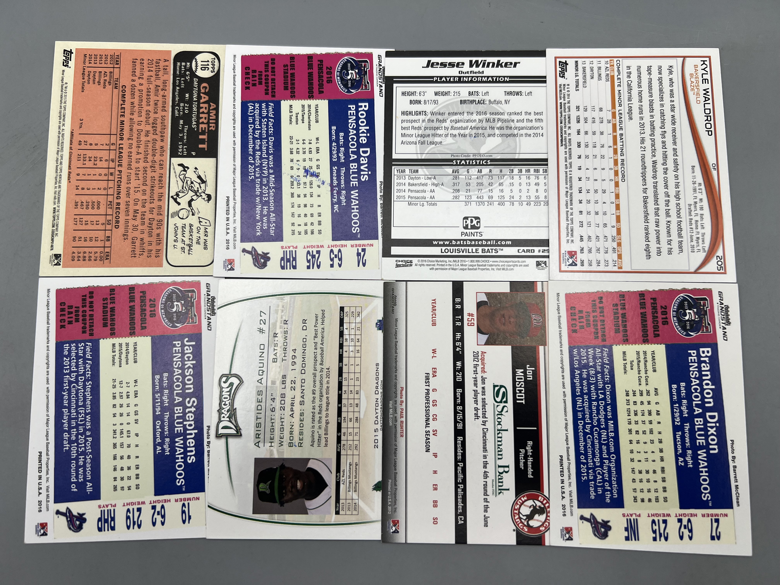 (8) Minor League Baseball In Person Auto Cards - No COAs