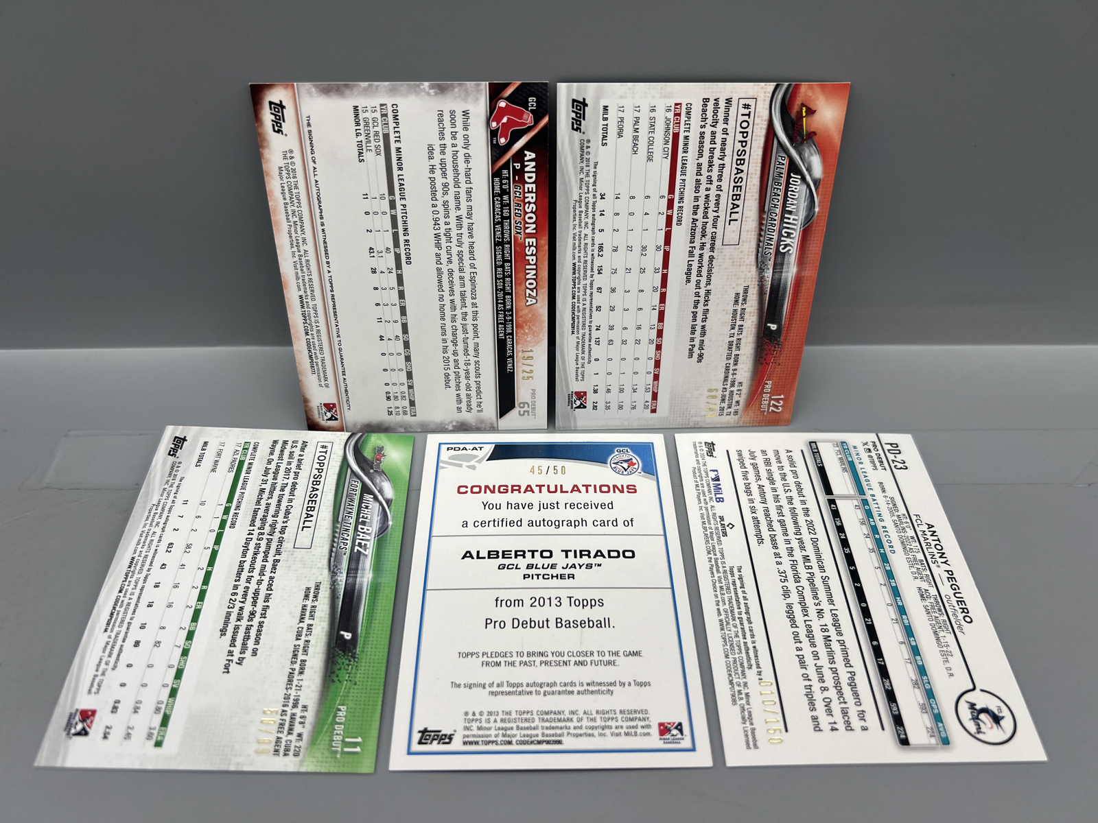 (5) Topps Minor League Baseball Pack Pulled Serial Numbered Auto Cards