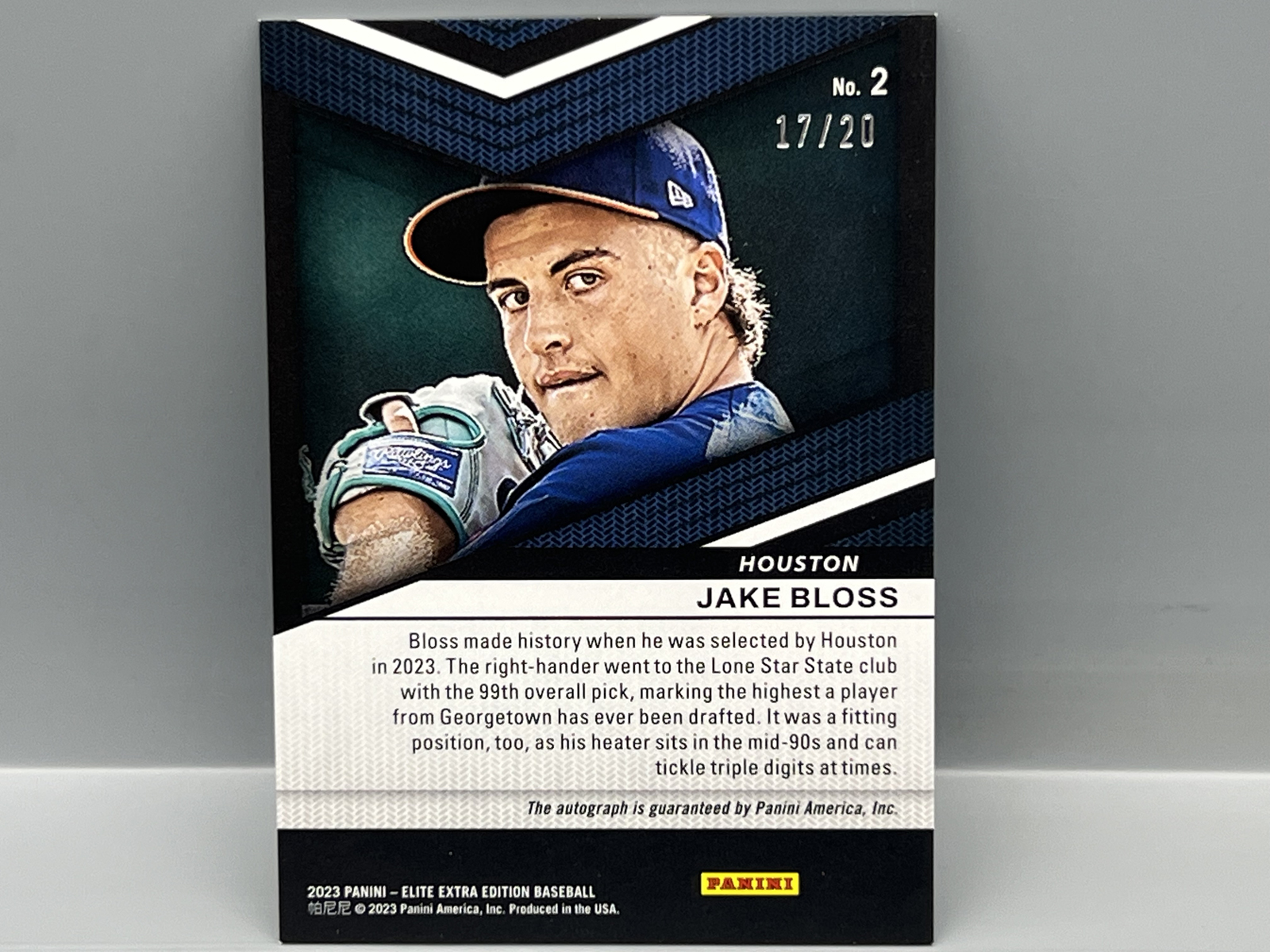 2023 Panini Elite Extra Edition Jake Bloss Prospect/RC Blue Auto #/20