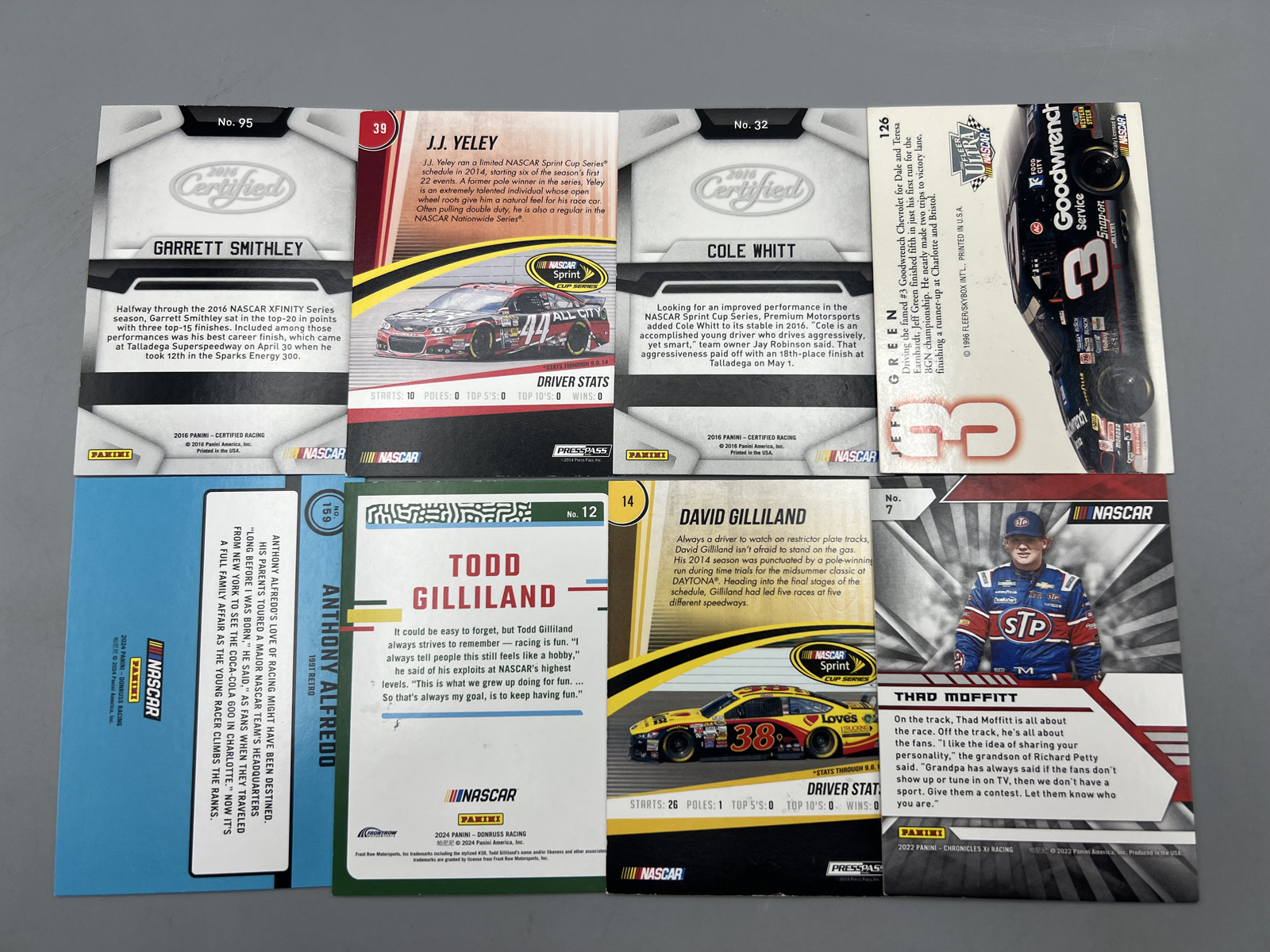 (8) Nascar Racing In Person Auto Cards - No COAs - Jeff Green, JJ Yeley