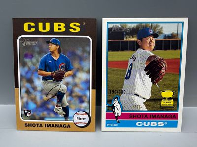 Shota Imanaga Lot of 2 - 2024 Topps Heritage Image Variation RC #564 & 2025 Heritage #399 