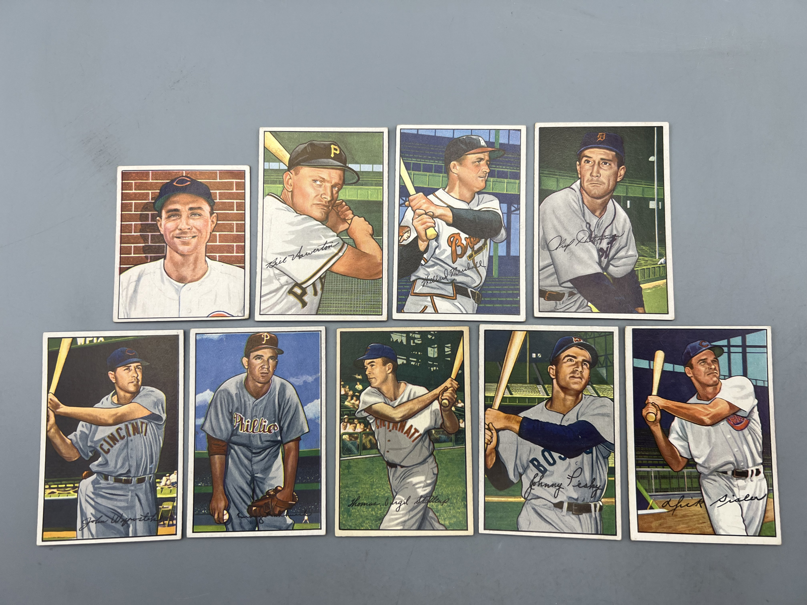 (9) 1950 Bowman & 1952 Bowman Baseball Cards - Varying Conditions