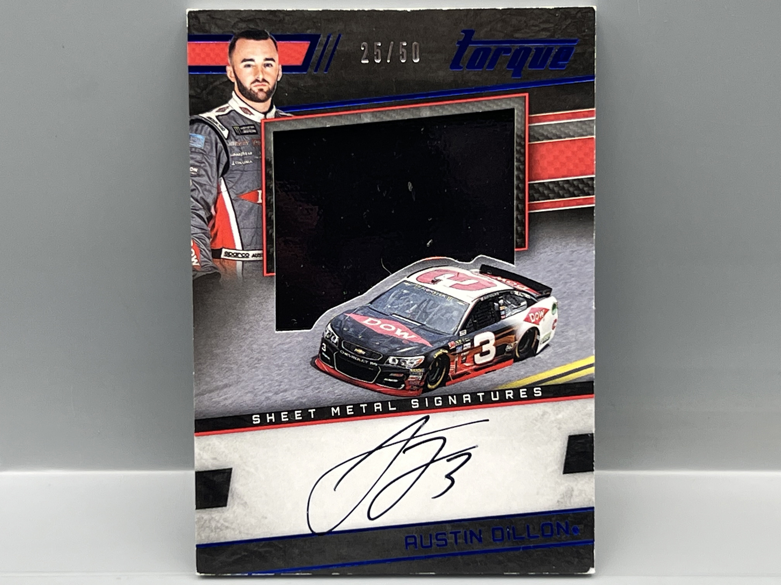 2017 Panini Torque Racing Austin Dillon Sheet Metal Signatures Race Used Patch Auto #/50