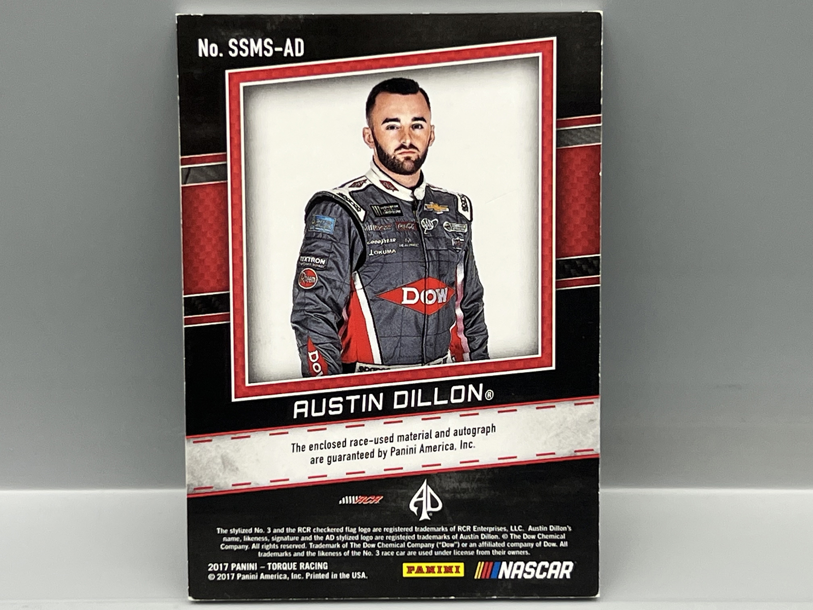 2017 Panini Torque Racing Austin Dillon Sheet Metal Signatures Race Used Patch Auto #/50