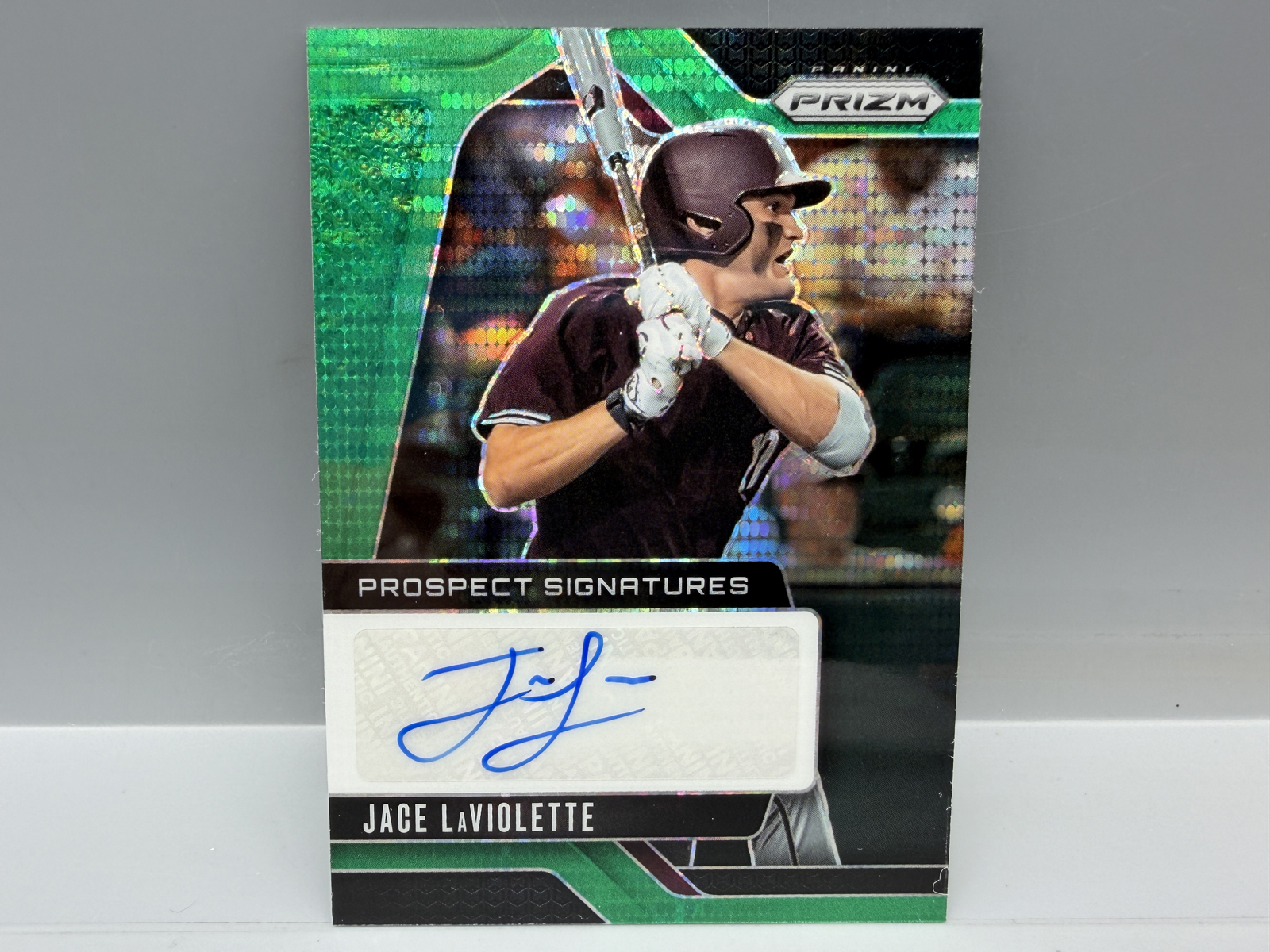 2025 Prizm Jace LaViolette Green Pulsar Prizm Refractor Auto RC Prospect Signatures #20/25