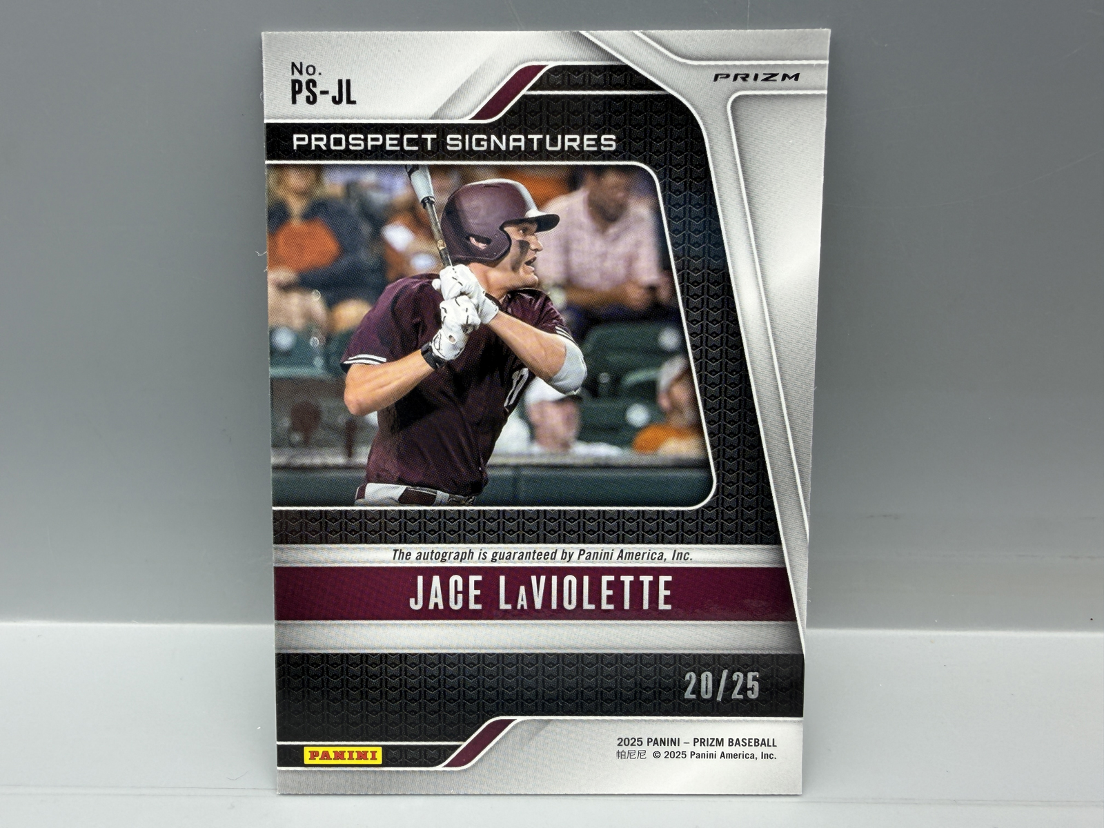 2025 Prizm Jace LaViolette Green Pulsar Prizm Refractor Auto RC Prospect Signatures #20/25