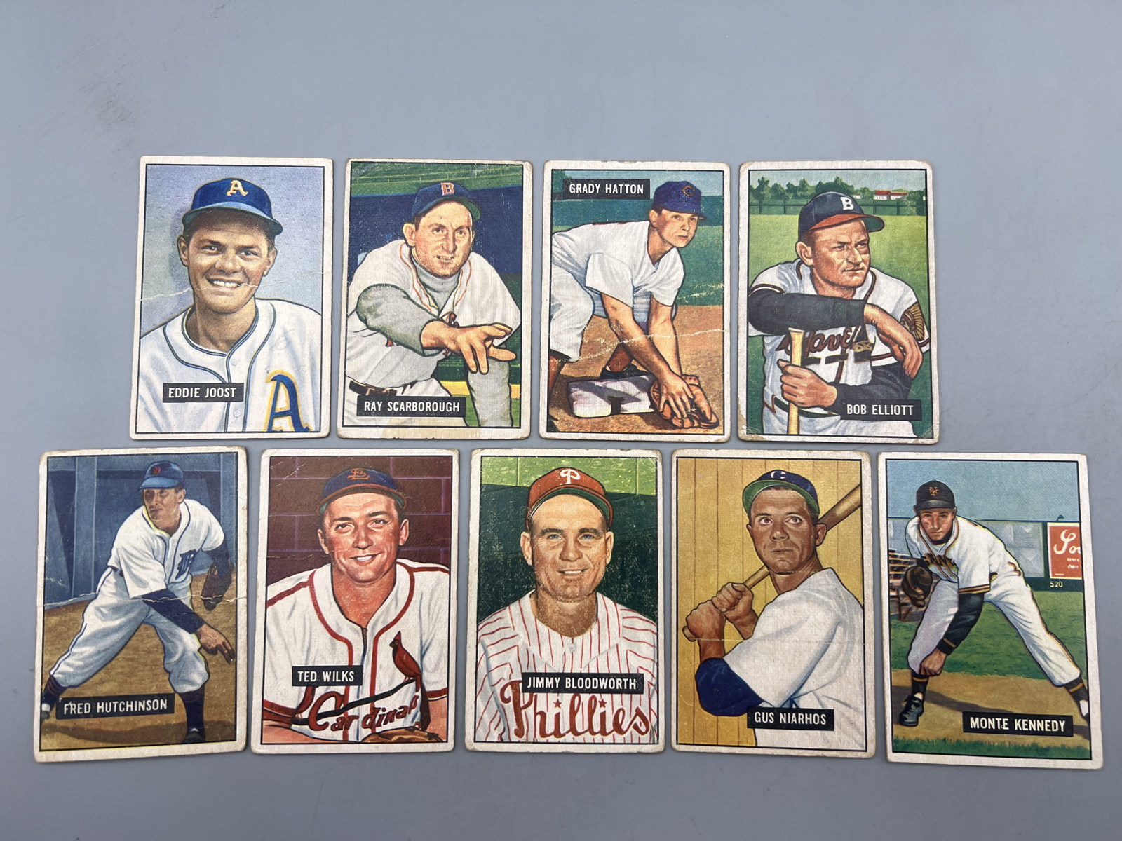 (9) 1951 Bowman Baseball Cards - Varying Conditions